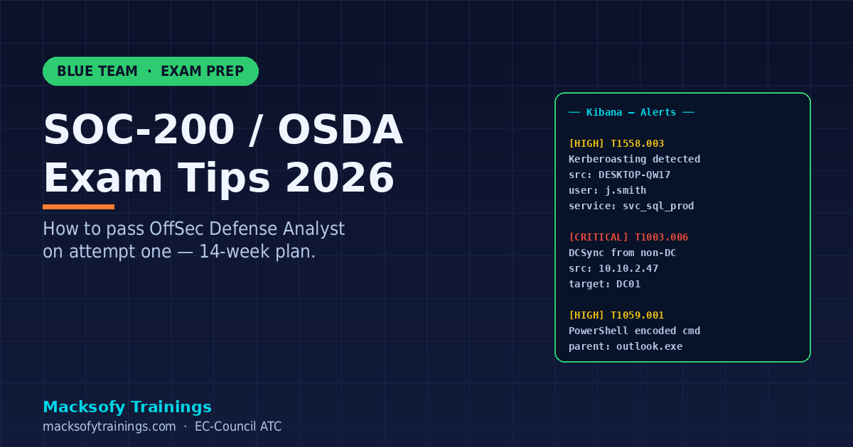 SOC-200 OSDA exam tips 2026 hero banner — Macksofy Trainings
