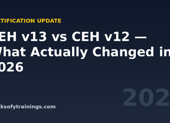 Hero banner — CEH v13 vs CEH v12 honest comparison 2026 — Macksofy Trainings