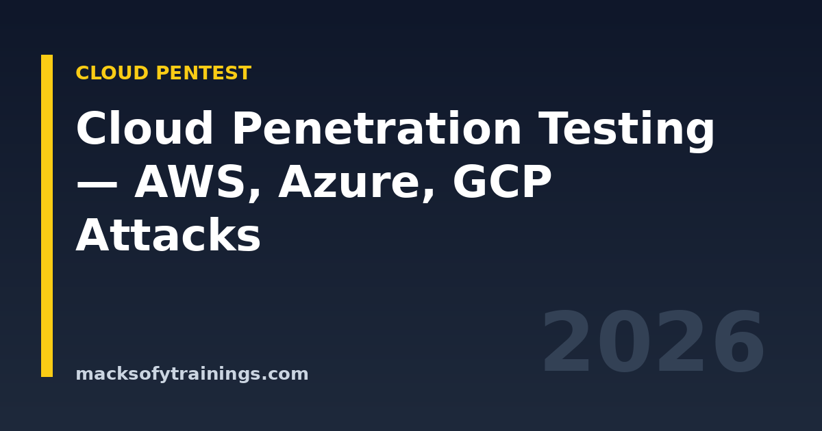 Hero banner — Cloud penetration testing AWS Azure GCP 2026 attack techniques — Macksofy Trainings