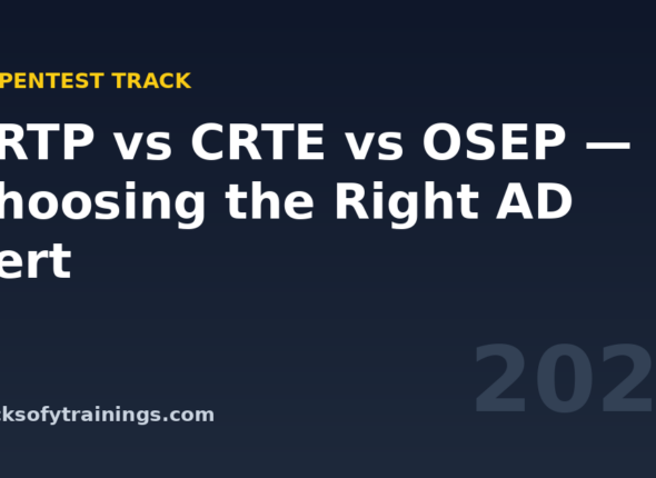 Hero banner — CRTP vs CRTE vs OSEP Active Directory pentest cert ladder 2026 — Macksofy Trainings