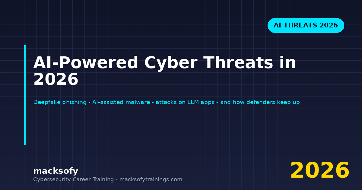 AI-powered cyber threats in 2026 — deepfake phishing, AI-assisted malware, adversarial and LLM-application attacks, and the offensive and defensive skills to counter them