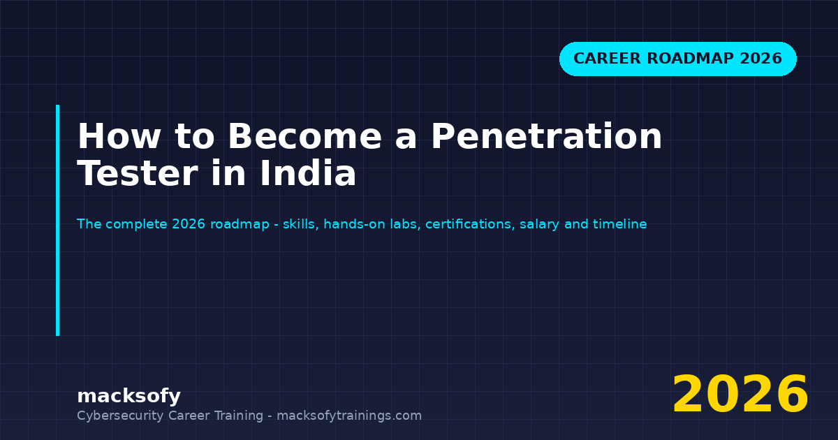 How to become a penetration tester in India 2026 — the complete career roadmap: IT and networking foundations, scripting, hands-on labs, CEH and OSCP certifications, specialization and building a portfolio to land a pentesting job