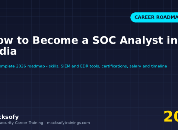 How to become a SOC analyst in India 2026 — the complete career roadmap: IT and networking foundations, security fundamentals, SIEM and EDR skills, SOC certifications, specialisation into incident response, forensics and threat hunting, and landing the job