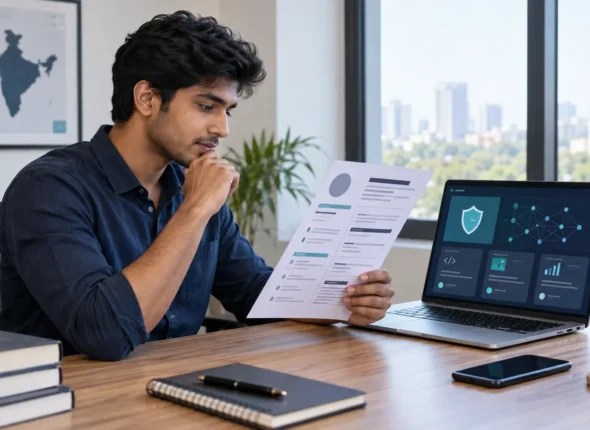 Fresher reviewing a cyber security resume and project portfolio