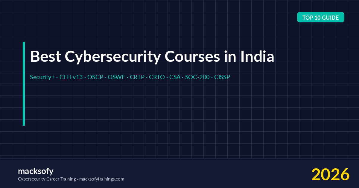 Best cybersecurity courses in India 2026 — Security+, CEH v13, OSCP, OSWE, CRTP, CRTO, CSA, SOC-200, LearnToExploit and CISSP ranked